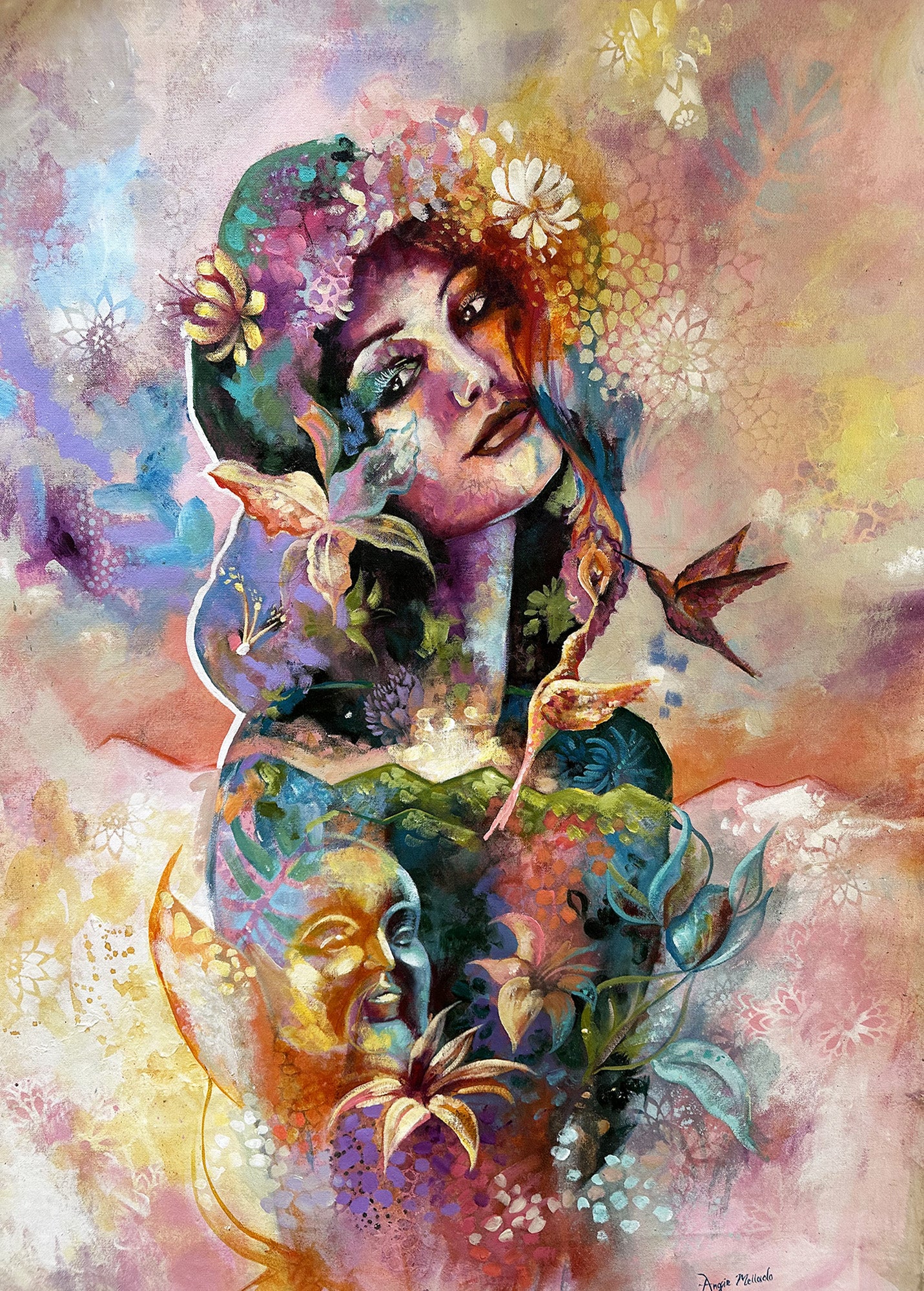 Feeling - 28x40” Oils and mixed media on canvas. Year: 2021